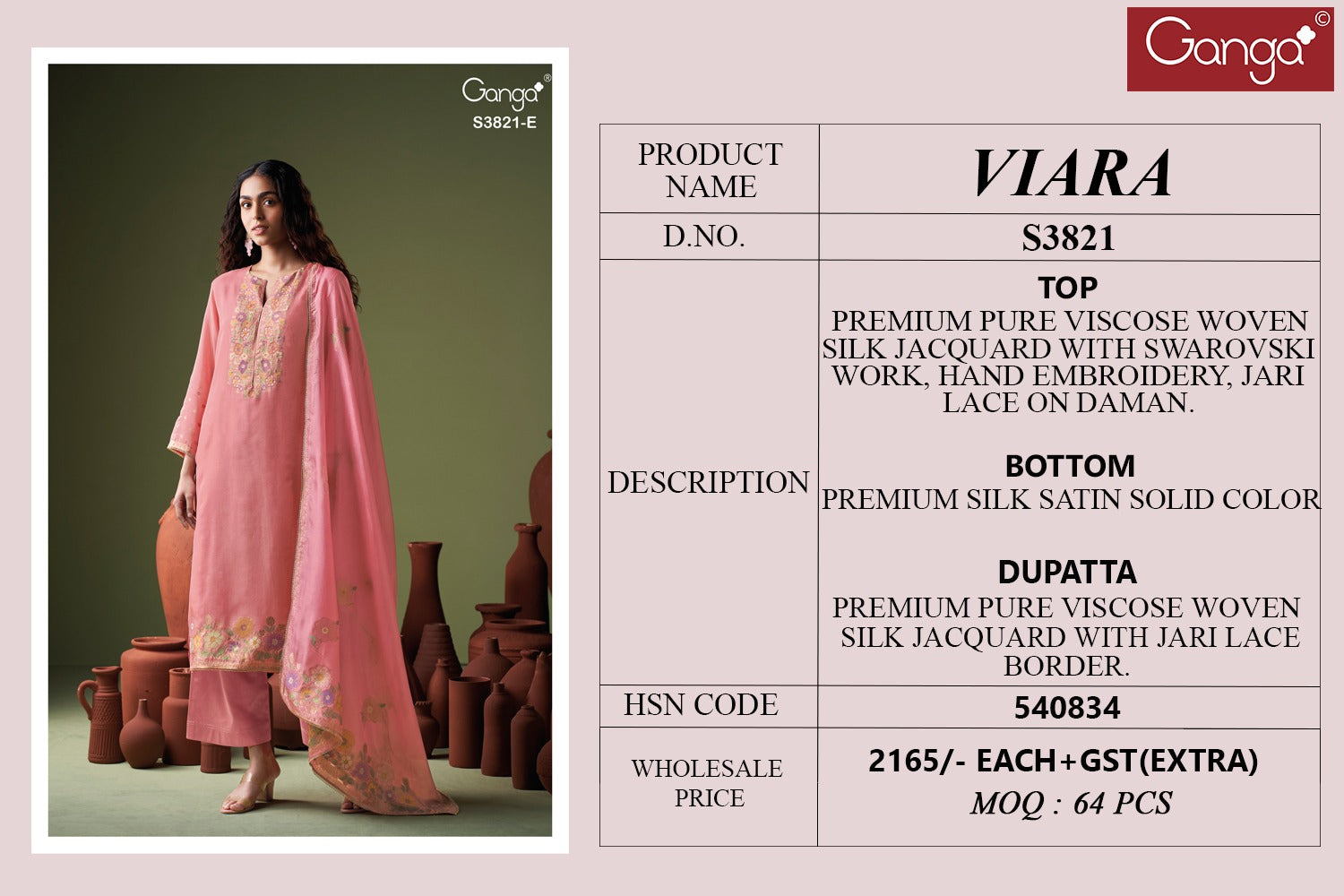 Viara 3821 Ganga Plazzo Style Suits Exporter