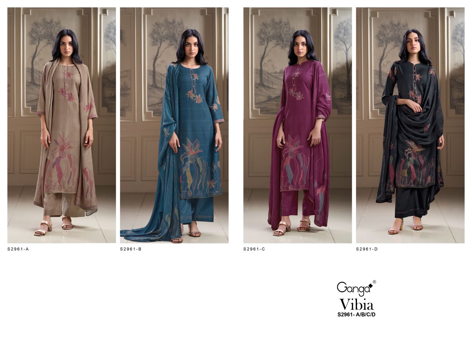 Vibia S2961 Ganga Dobby Pashmina Suits Wholesale Price – Kavya Style Plus