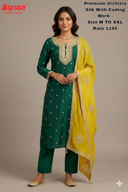 Vichitra Silk 0606 Bipson Prints Viscose Readymade Pant Style Suits Exporter Gujarat