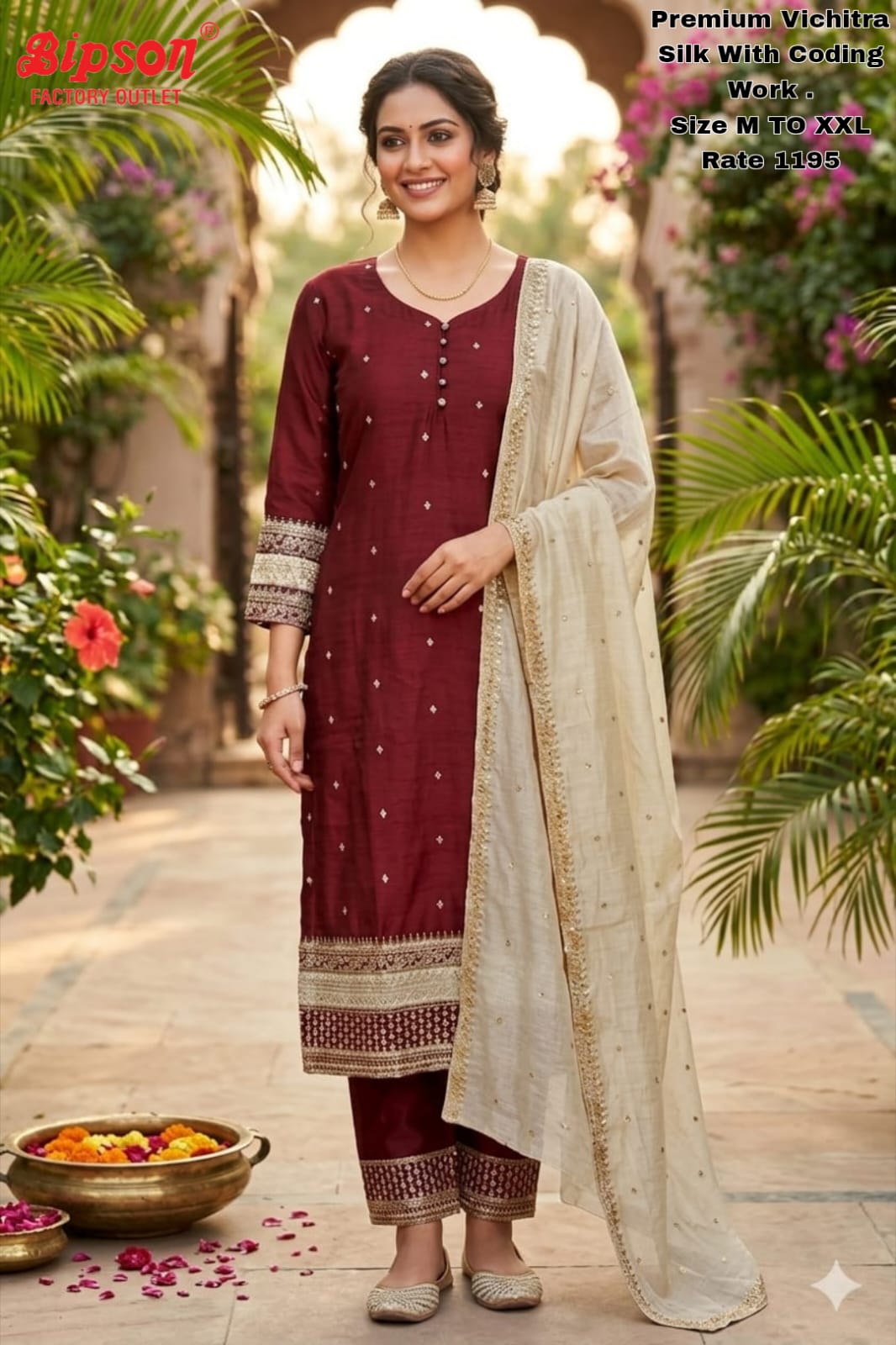 Vichitra Silk 0606 Bipson Prints Viscose Readymade Pant Style Suits Exporter Gujarat