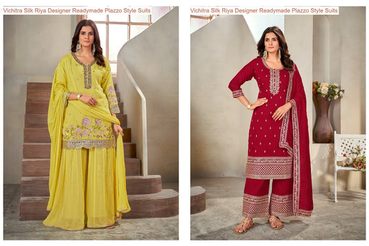 Vichitra Silk Riya Designer Readymade Plazzo Style Suits Manufacturer India
