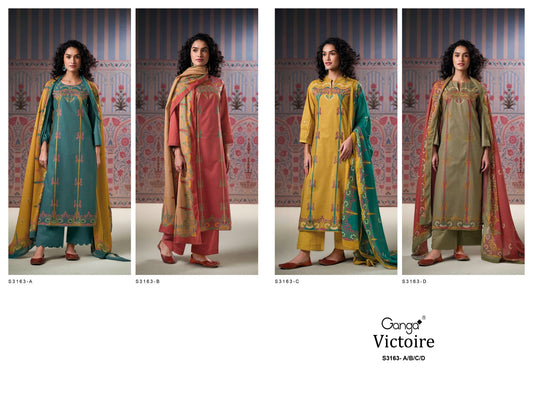 Victoire S3163 Ganga Cotton Plazzo Style Suits Manufacturer Gujarat