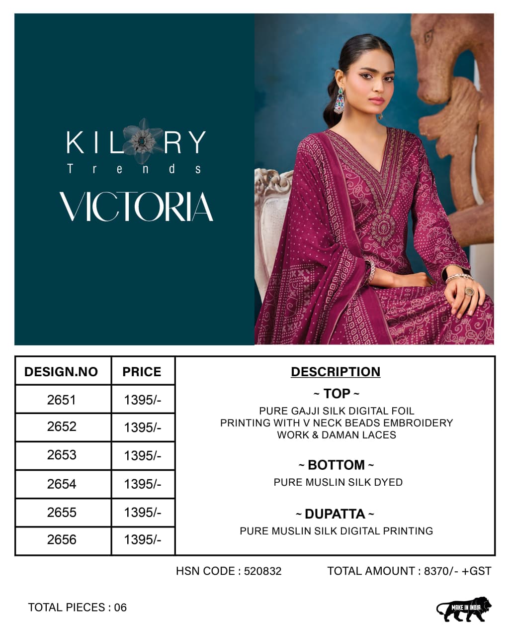 Victoria Kilory Gaji Silk Pant Style Suits Supplier