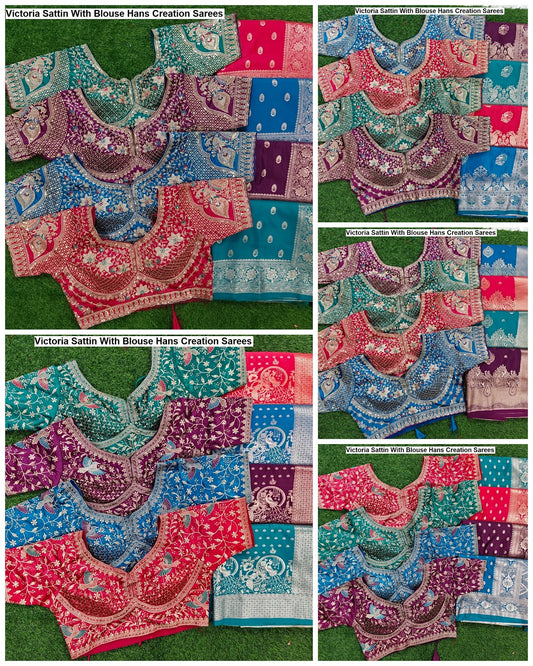 Victoria Sattin With Blouse Hans Creation Sarees Supplier Gujarat