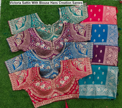 Victoria Sattin With Blouse Hans Creation Sarees Supplier Gujarat