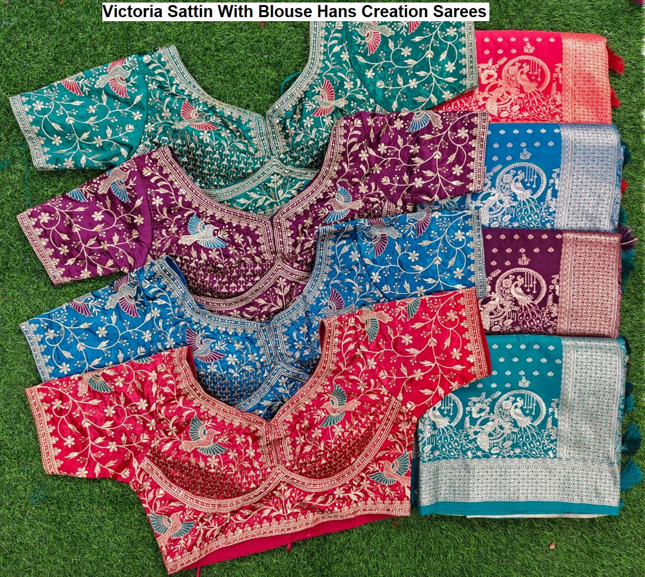Victoria Sattin With Blouse Hans Creation Sarees Supplier Gujarat