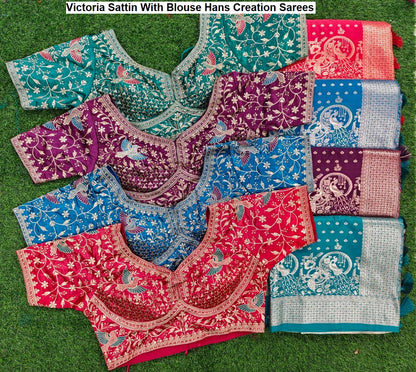 Victoria Sattin With Blouse Hans Creation Sarees Supplier Gujarat