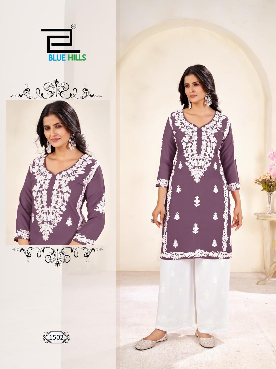 Victoria Vol 15 Blue Hills Rayon 14Kg Kurti Plazzo Set Manufacturer Ahmedabad
