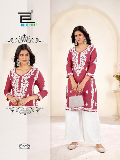 Victoria Vol 15 Blue Hills Rayon 14Kg Kurti Plazzo Set Manufacturer Ahmedabad