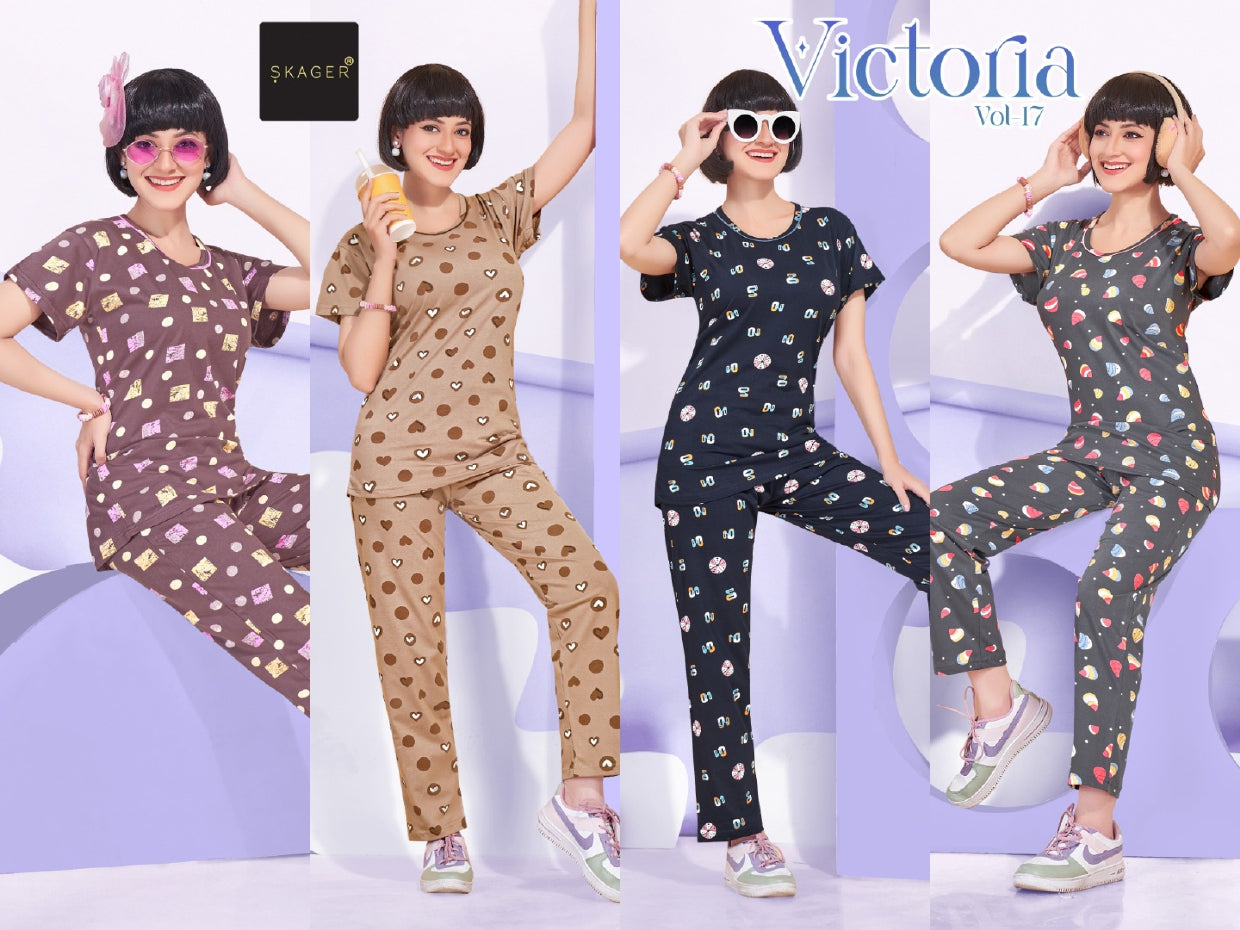 Victoria Vol 17 Skager Cotton Pyjama Night Suits Exporter India