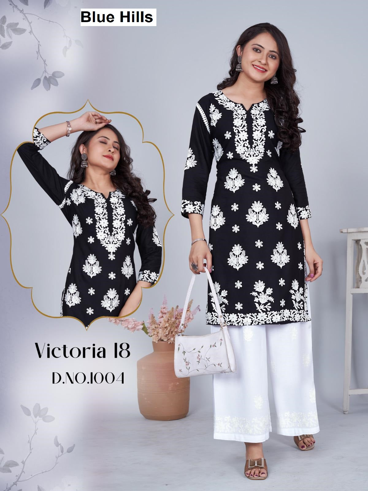 Victoria Vol 18 Blue Hills Rayon 14Kg Kurti Plazzo Set Exporter Ahmedabad