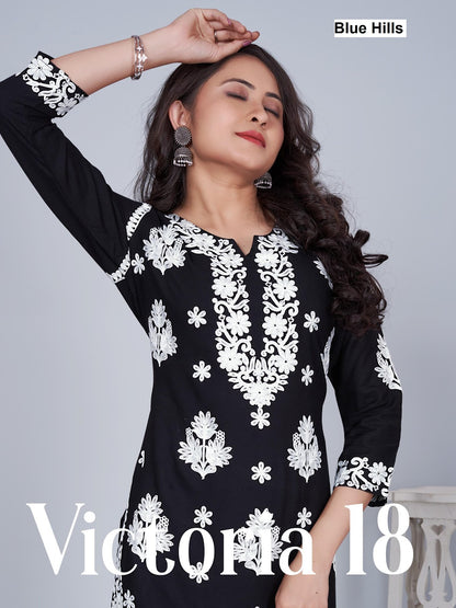 Victoria Vol 18 Blue Hills Rayon 14Kg Kurti Plazzo Set Exporter Ahmedabad