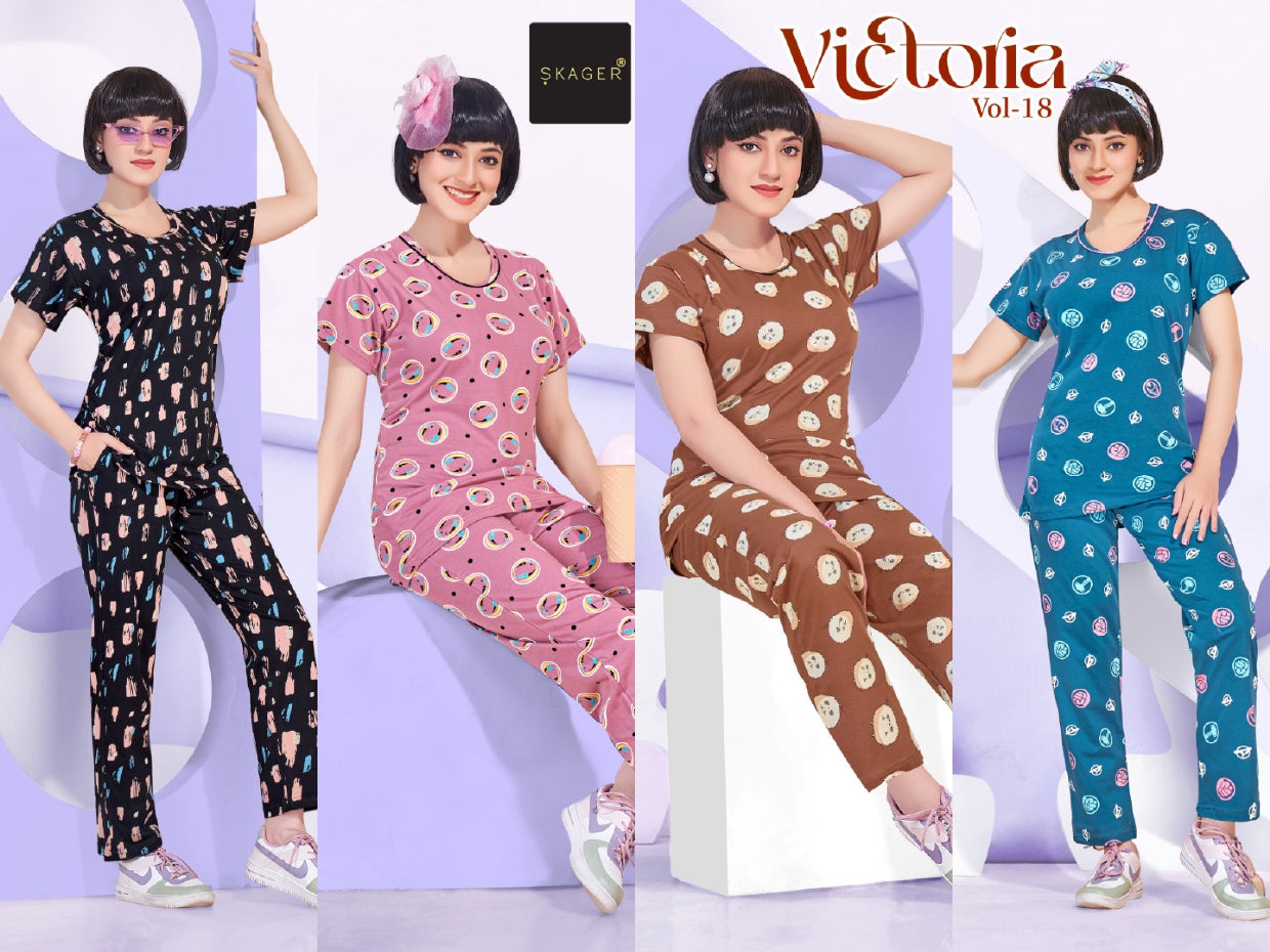 Victoria Vol 18 Skager Cotton Pyjama Night Suits Wholesaler Gujarat