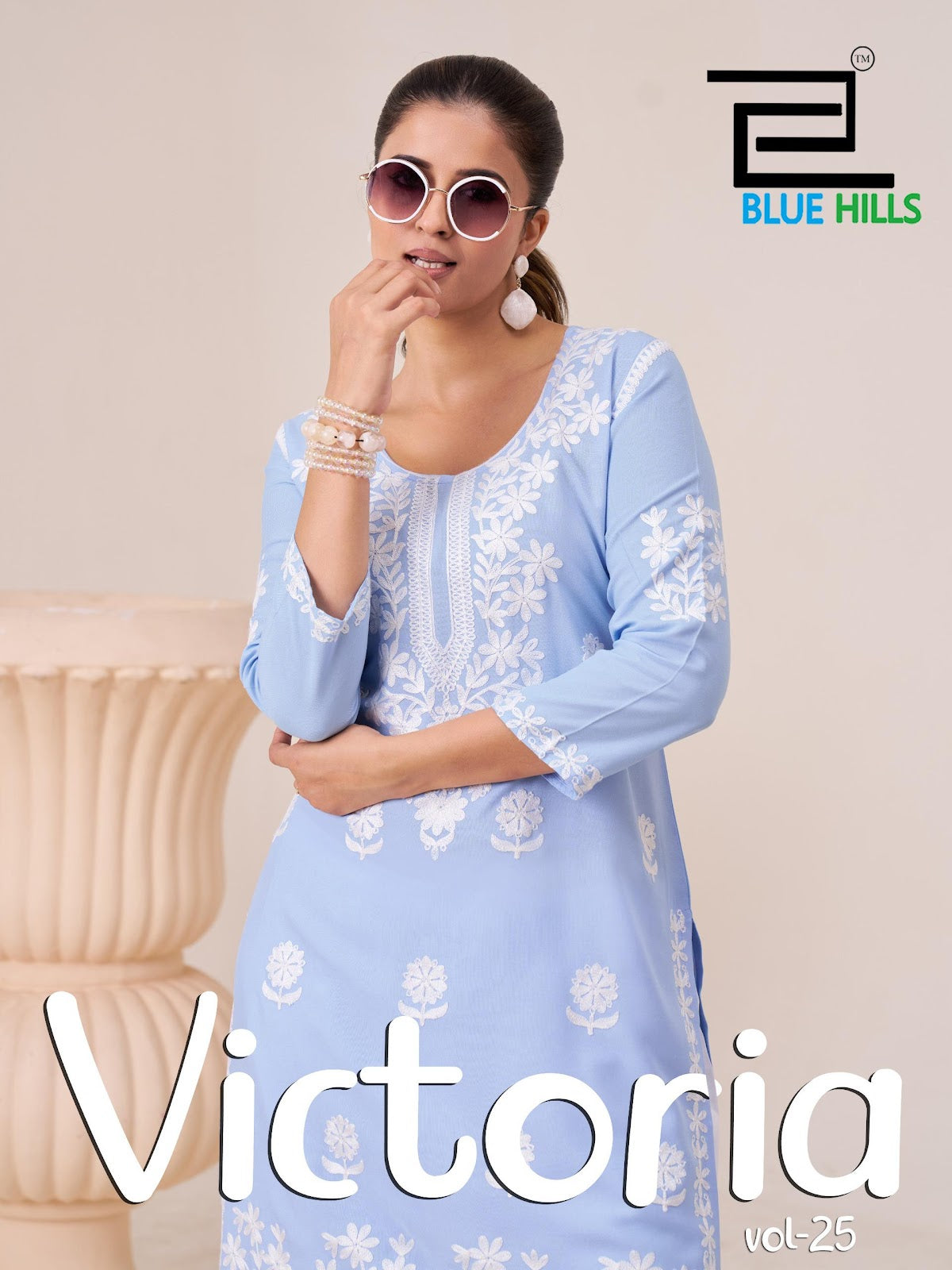 Victoria Vol 25 Blue Hills Rayon 14Kg Kurti Plazzo Set Wholesale