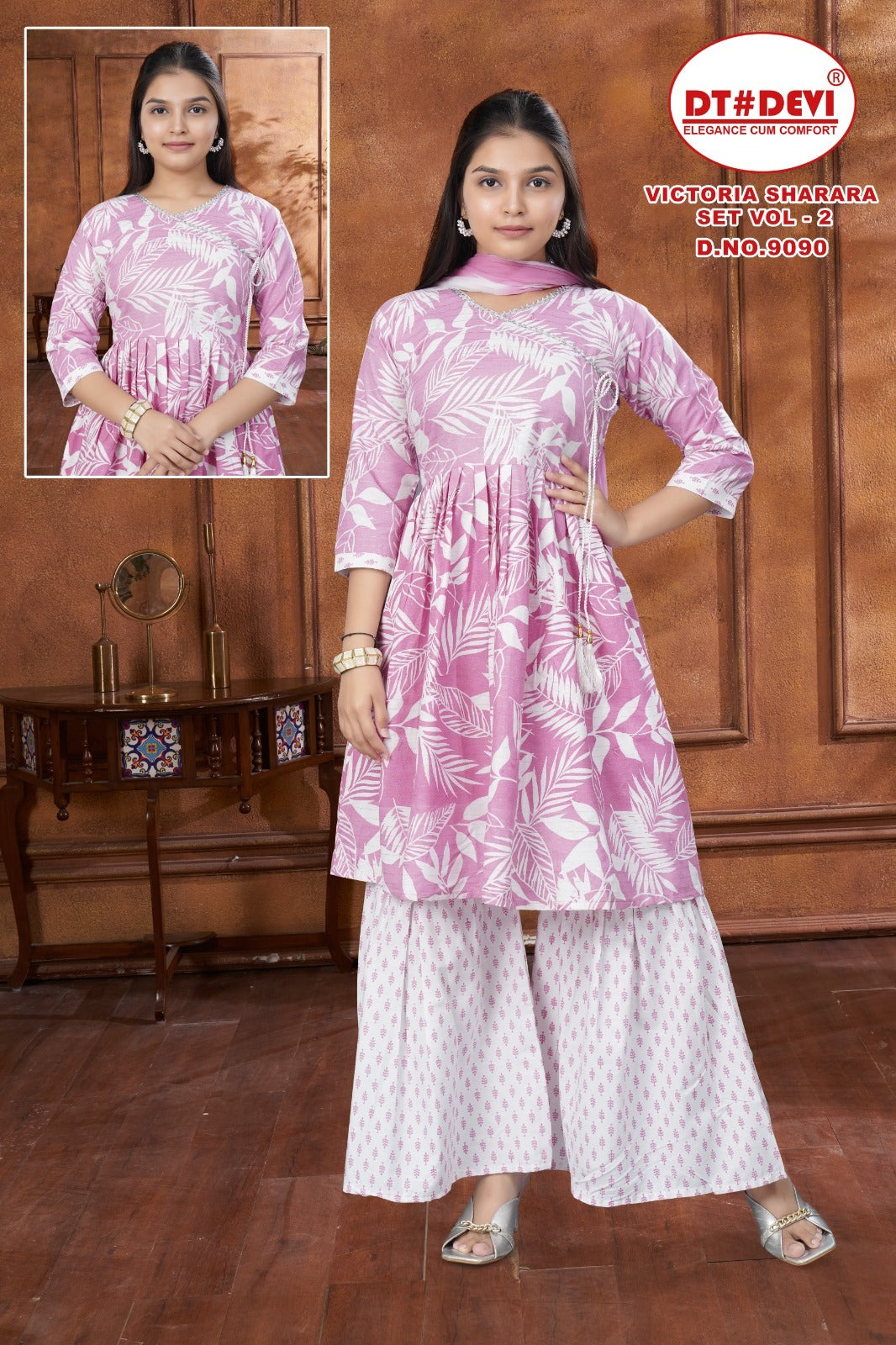 Victoria Vol 2 Dn 9090 Dt Devi Cotton Girls Readymade Sharara Suits Wholesale Price