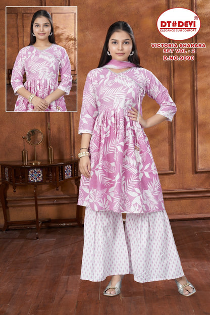Victoria Vol 2 Dn 9090 Dt Devi Cotton Girls Readymade Sharara Suits Wholesale Price