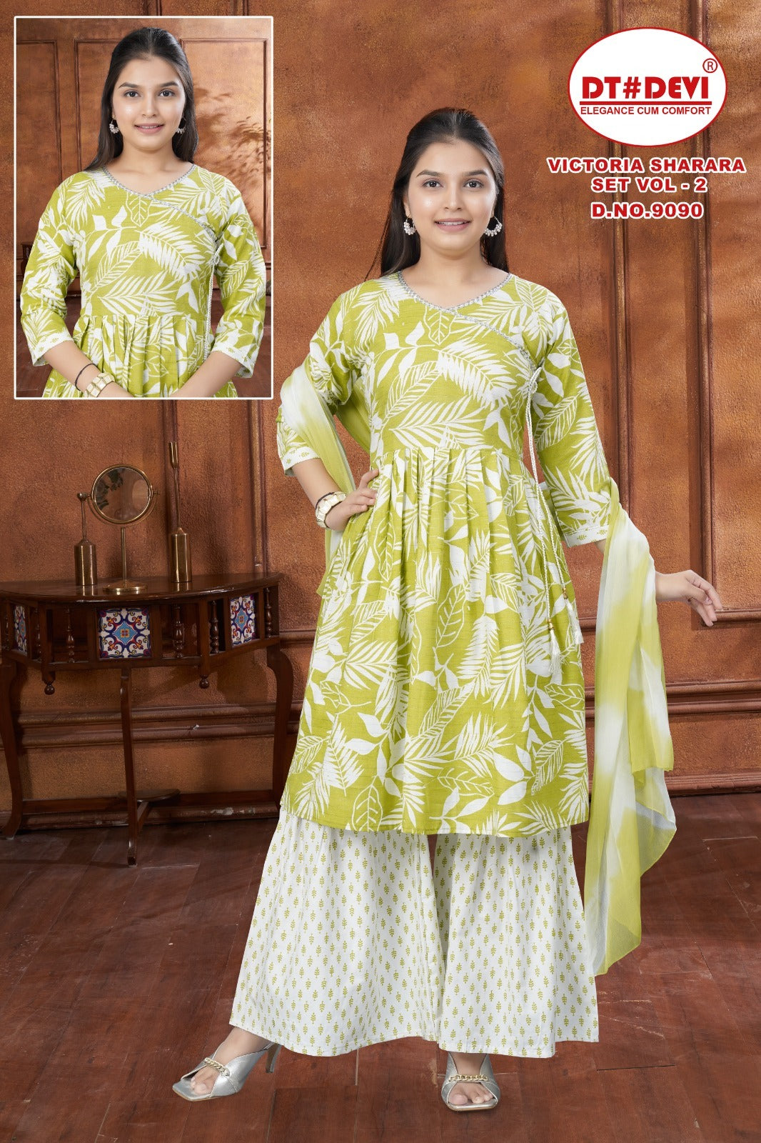 Victoria Vol 2 Dn 9090 Dt Devi Cotton Girls Readymade Sharara Suits Wholesale Price