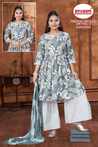 Victoria Vol 2 Dn 9090 Dt Devi Cotton Girls Readymade Sharara Suits Wholesale Price
