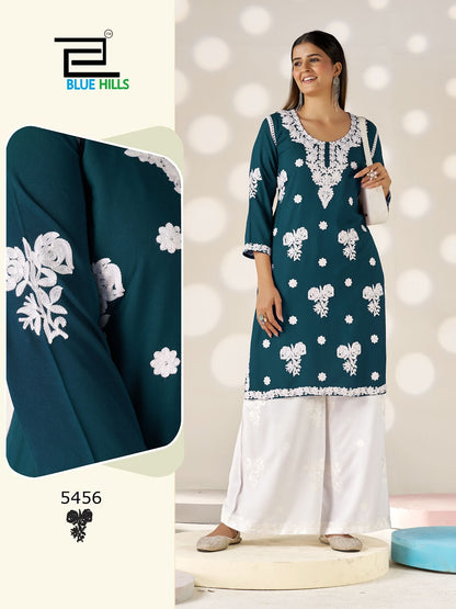 Victoria Vol 35 Blue Hills Rayon 14Kg Kurti Plazzo Set Wholesale Price