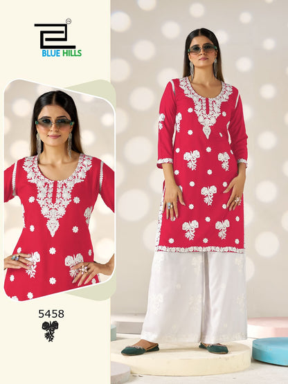 Victoria Vol 35 Blue Hills Rayon 14Kg Kurti Plazzo Set Wholesale Price