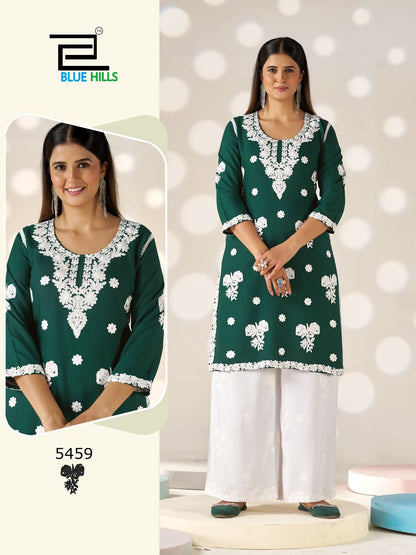 Victoria Vol 35 Blue Hills Rayon 14Kg Kurti Plazzo Set Wholesale Price