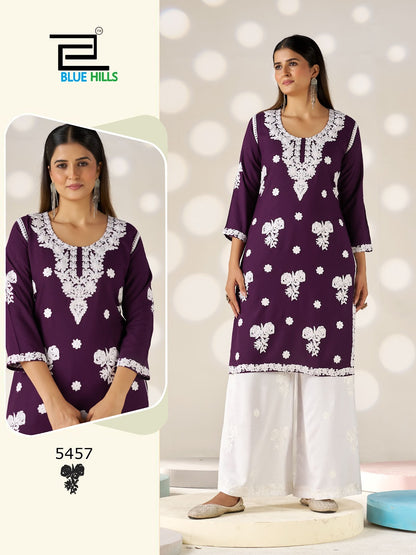 Victoria Vol 35 Blue Hills Rayon 14Kg Kurti Plazzo Set Wholesale Price