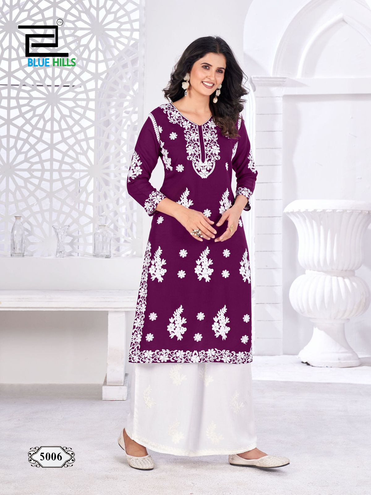 Victoria Vol 5 Blue Hills Rayon 14Kg Kurti Plazzo Set Wholesaler Ahmedabad