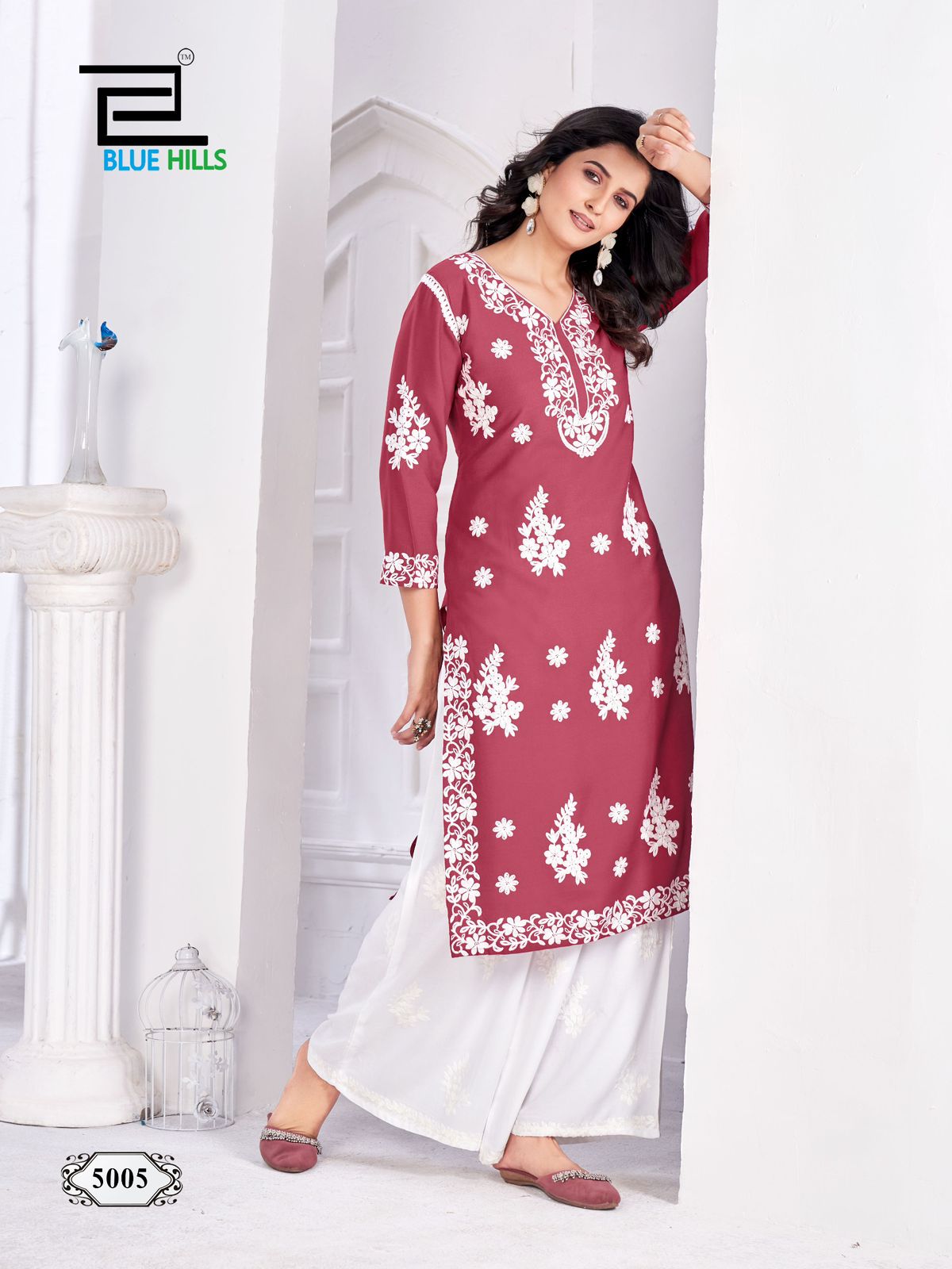 Victoria Vol 5 Blue Hills Rayon 14Kg Kurti Plazzo Set Wholesaler Ahmedabad