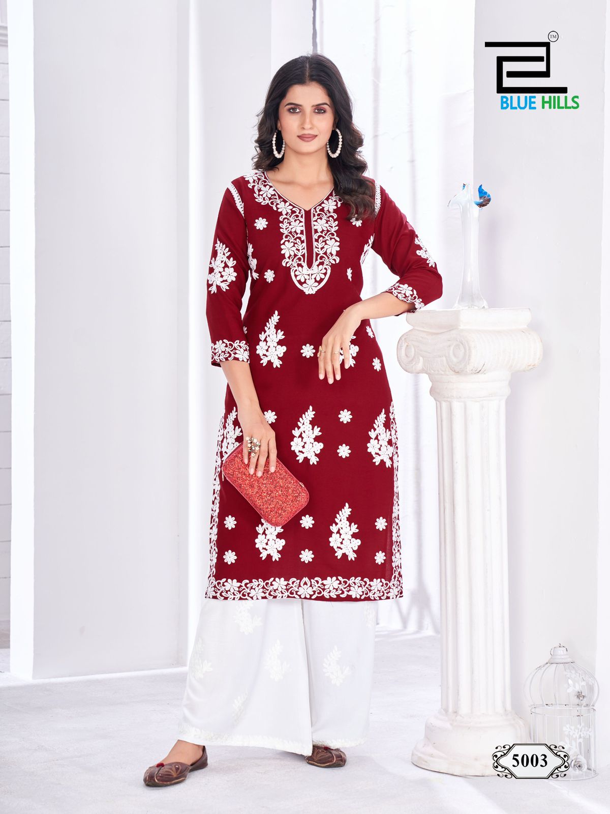 Victoria Vol 5 Blue Hills Rayon 14Kg Kurti Plazzo Set Wholesaler Ahmedabad