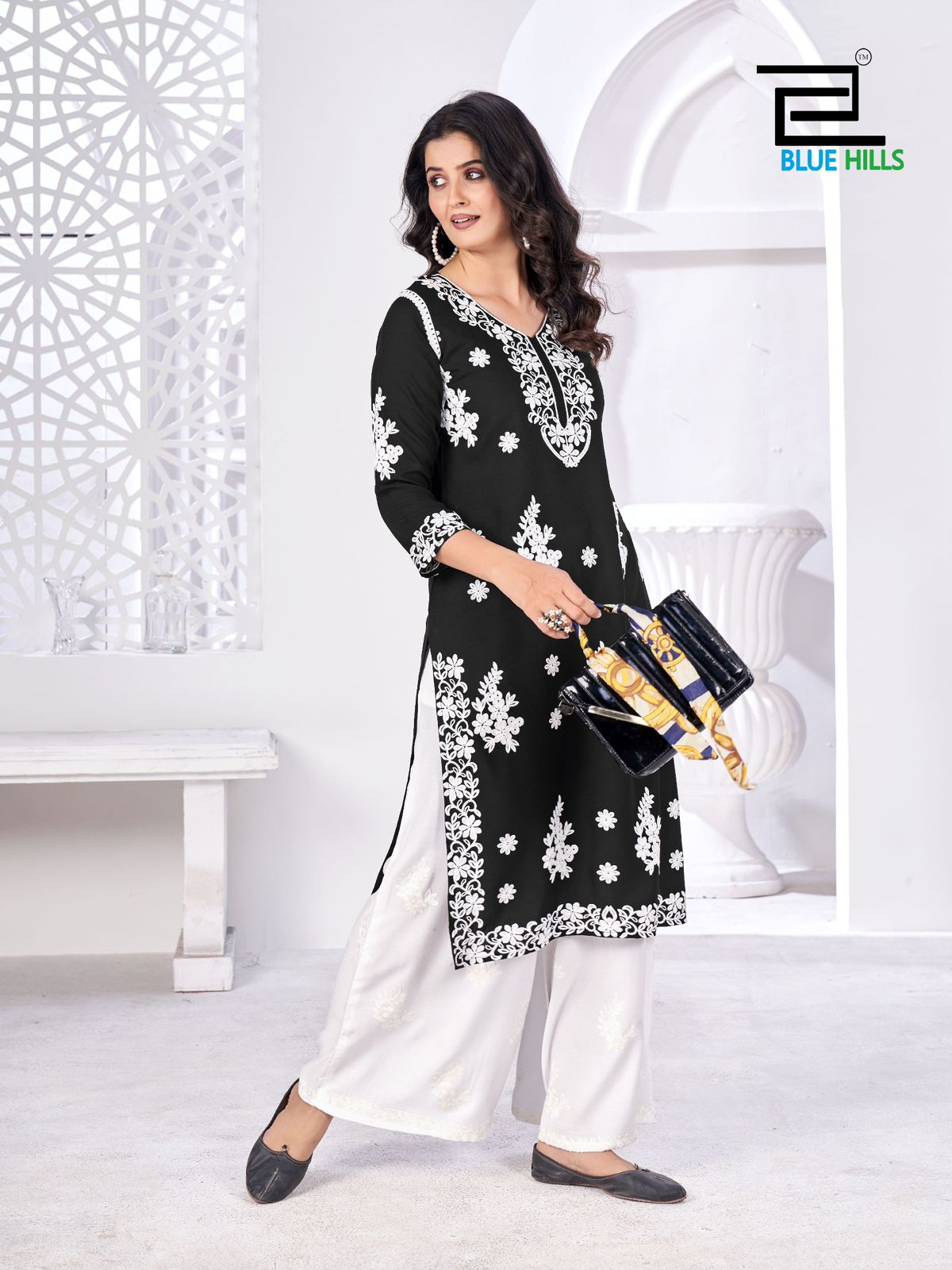 Victoria Vol 5 Blue Hills Rayon 14Kg Kurti Plazzo Set Wholesaler Ahmedabad