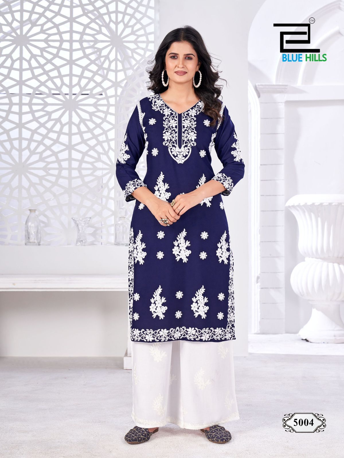 Victoria Vol 5 Blue Hills Rayon 14Kg Kurti Plazzo Set Wholesaler Ahmedabad