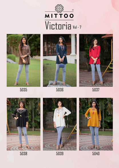 Victoria Vol 7 Mittoo Rayon Fancy Tops Supplier India