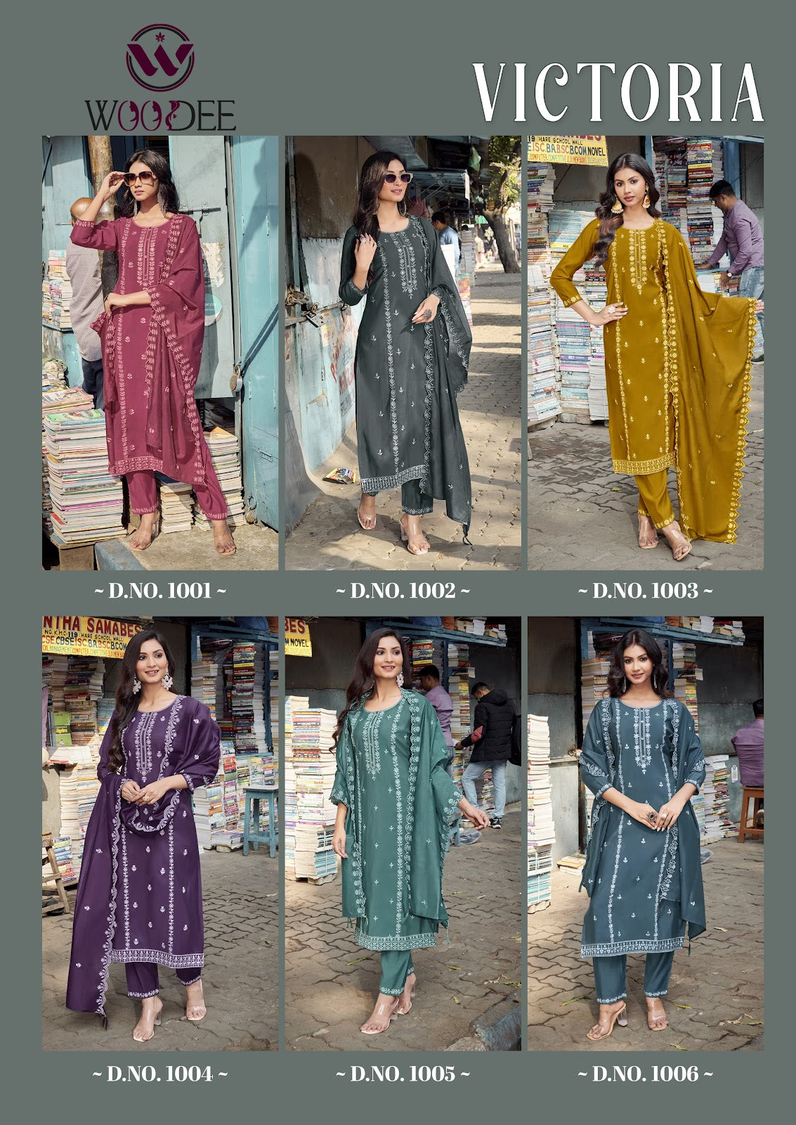 Victoria Woodee Roman Silk Readymade Pant Style Suits Wholesale Rate