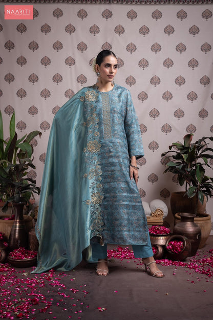 Vidaara Naariti Silk Pant Style Suits Manufacturer India