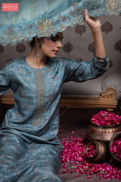 Vidaara Naariti Silk Pant Style Suits Manufacturer India
