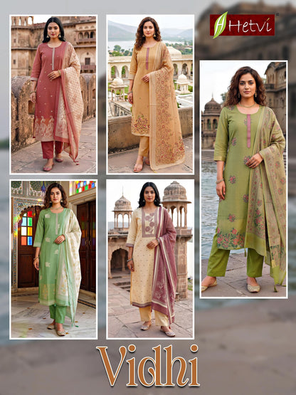 Vidhi Hetvi Jam Silk Readymade Pant Style Suits Supplier