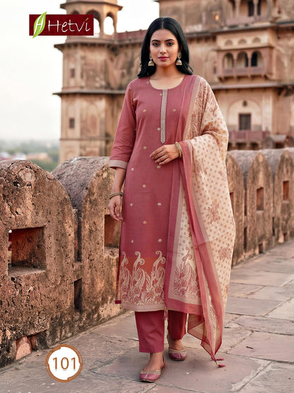 Vidhi Hetvi Jam Silk Readymade Pant Style Suits Supplier