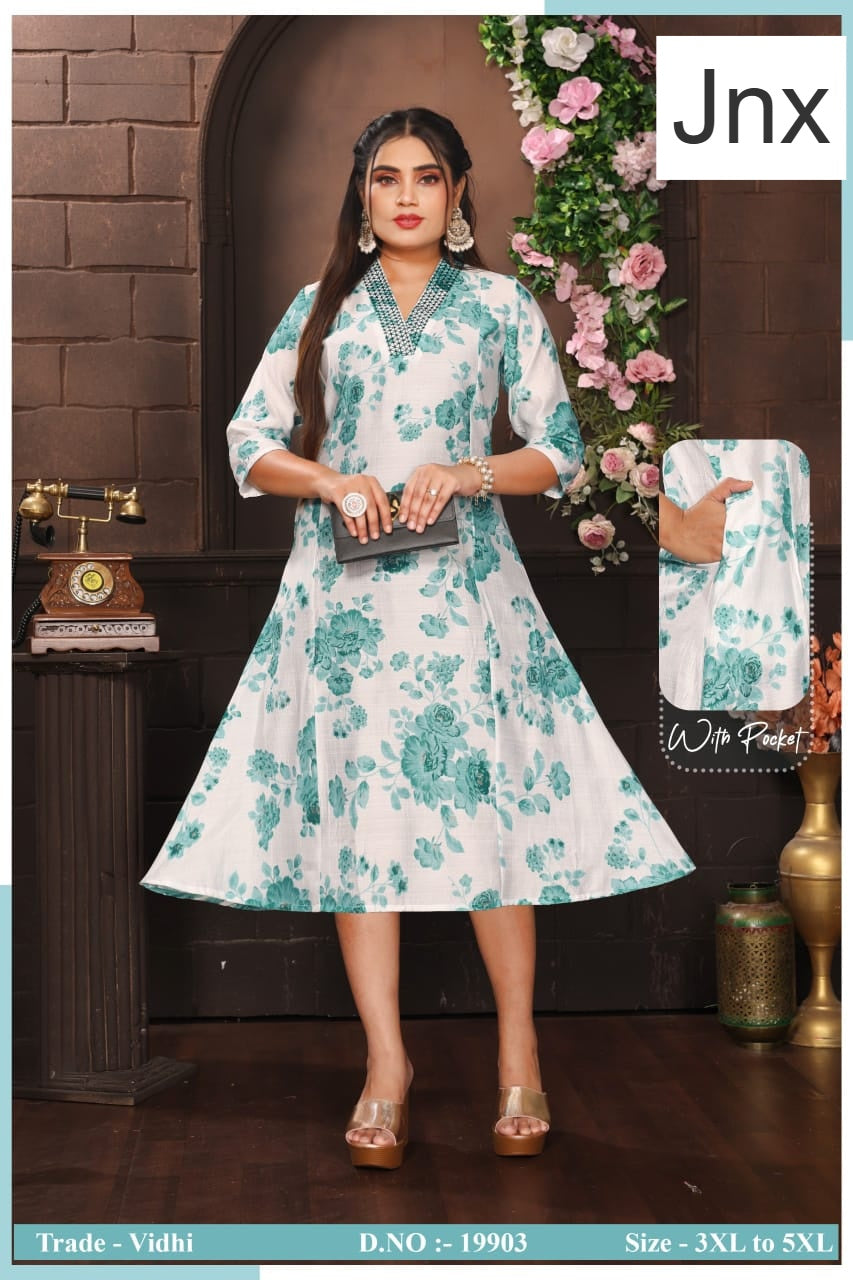 Vidhi Plus Size Jnx Anarkali Kurtis Wholesaler Ahmedabad