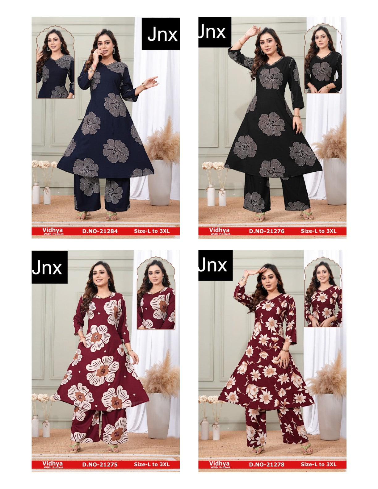 Vidhya Jnx Rayon Kurti Plazzo Set Wholesale