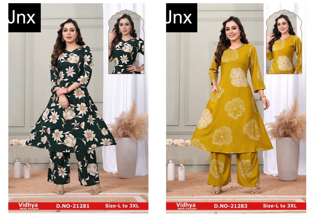 Vidhya Jnx Rayon Kurti Plazzo Set Wholesale