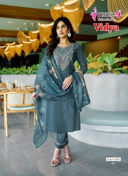 Vidhya Vol 1 Mystic 9 Heavy Vertican Readymade Pant Style Suits Manufacturer Gujarat