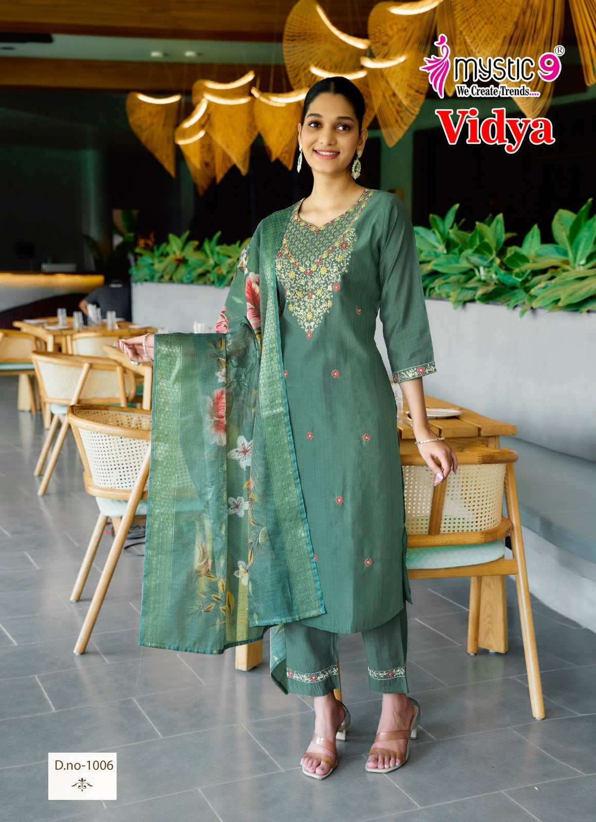 Vidhya Vol 1 Mystic 9 Heavy Vertican Readymade Pant Style Suits Manufacturer Gujarat