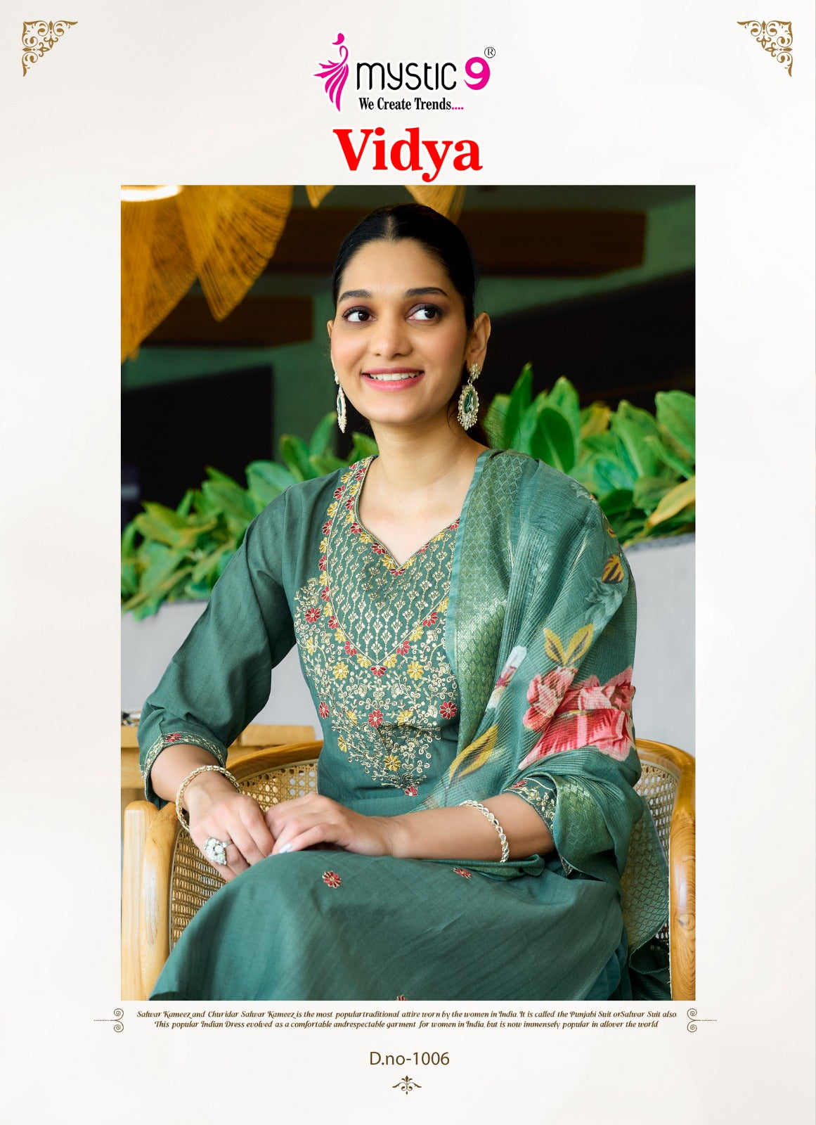 Vidhya Vol 1 Mystic 9 Heavy Vertican Readymade Pant Style Suits Manufacturer Gujarat
