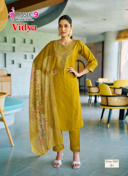 Vidhya Vol 1 Mystic 9 Heavy Vertican Readymade Pant Style Suits Manufacturer Gujarat
