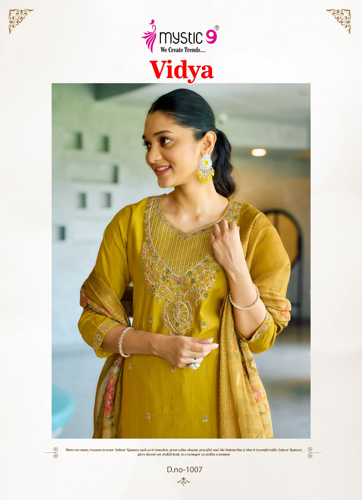 Vidhya Vol 1 Mystic 9 Heavy Vertican Readymade Pant Style Suits Manufacturer Gujarat