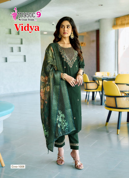Vidhya Vol 1 Mystic 9 Heavy Vertican Readymade Pant Style Suits Manufacturer Gujarat