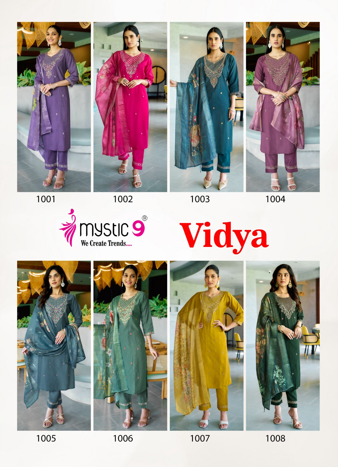 Vidhya Vol 1 Mystic 9 Heavy Vertican Readymade Pant Style Suits Manufacturer Gujarat