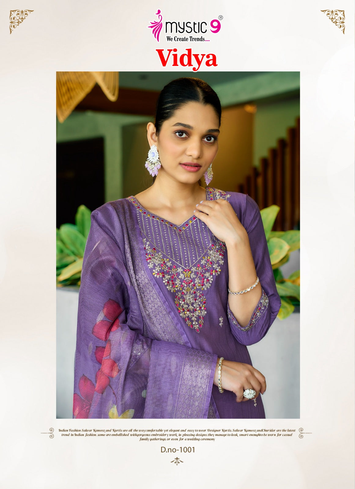 Vidhya Vol 1 Mystic 9 Heavy Vertican Readymade Pant Style Suits Manufacturer Gujarat