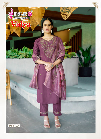Vidhya Vol 1 Mystic 9 Heavy Vertican Readymade Pant Style Suits Manufacturer Gujarat
