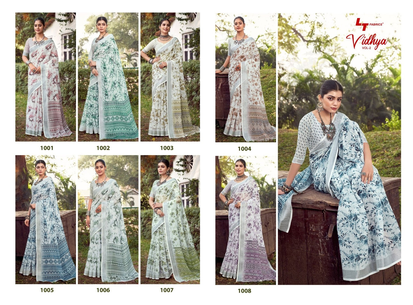 Vidhya Vol 2 Lt Fabrics Linen Cotton Sarees Supplier Ahmedabad